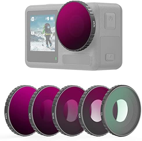 Neewer 5pcs nd Kit de filtro compatível com DJI Osmo Action 3, Cpl nd8 nd16 nd32 nd64 filtro neutro de densidade neutra hd vidro óptico multi -camada revestida com estrutura de alumínio para acessórios de câmera de ação para ação