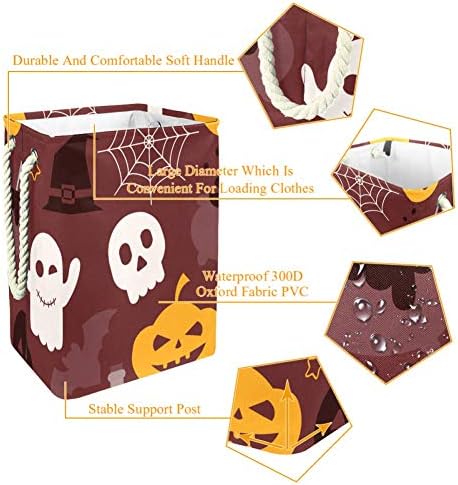 Inomer Pumpkin Skull para Halloween 300d Oxford PVC Roupas impermeáveis ​​cestas de roupas grandes para cobertores Toys no quarto