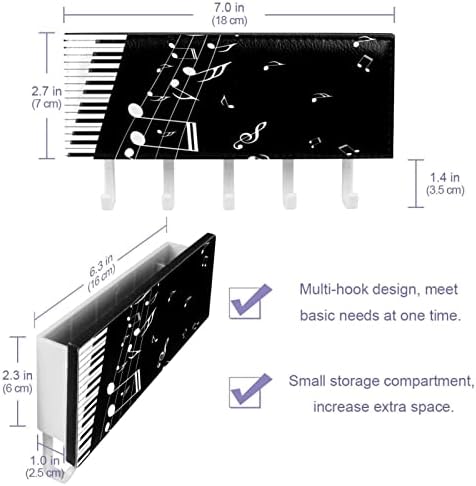 Ganchos de parede Guerotkr, ganchos pendurados, ganchos pegajosos para pendurar, piano notas de música preta padrão