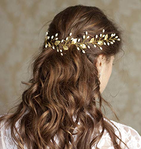 Catery Bride Wedding Wedding Folhe Pearl Hair Vine Bridal Hair Acessórios para mulheres e meninas
