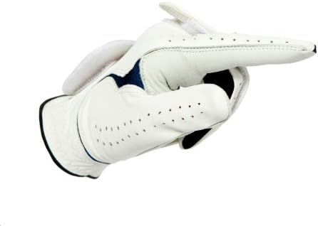 Grip -par júnior luva de golfe para treinamento recomendada por profissionais da PGA - R&A aprovada - 11/12 anos - mão esquerda - couro sintético - acabamento branco/azul