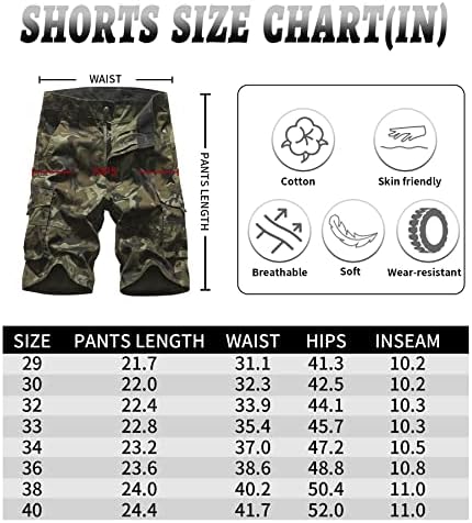 shorts de carga de carga de camuflagem anzerll