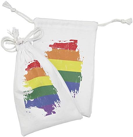 Ambesonne Vintage Rainbow Fabric bolsa Conjunto de 2, design colorido de bandeira LGBT de grunge desgastado de listras de tinta