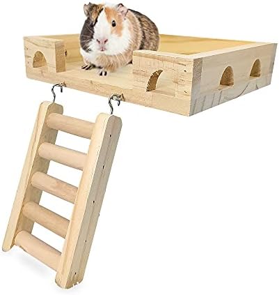 Rabbitp Wood Hamster Platform, Acessórios para gaiola para hamster sírio, chinchila, Índia Plata