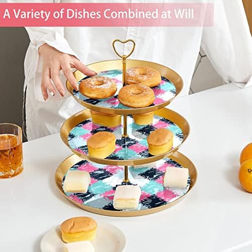 Stand de cupcake de 3 camadas boho colorido marcado Pattern Party Food Server Stand Stand Fruit Plate Decorating para casamento,
