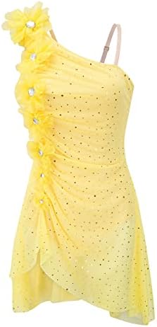 Vestido de dança de flor de espelhopt para criança, collant embutido. Vestidos para meninas dança lírica jazz tap