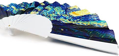 Salutto Hand Fan com famoso pintura van Gogh e Gustav Klimt & Monet Painted Beautiful Fabric 5