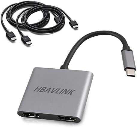 Adaptador USB C a HDMI 4K 60Hz, HBAVLink Dual Splitter HDMI Display estendida, USB-C para adaptador HDMI duplo para laptop, USBC MST Hub compitável com Thunderbolt 3.0/4.0