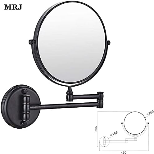 Espelho de banheiro espelho de maquiagem montado na parede de 8 polegadas de 8 polegadas, espelho de parede de dois lados, estendendo barbeador dobrável, espelho de maquiagem cosmética