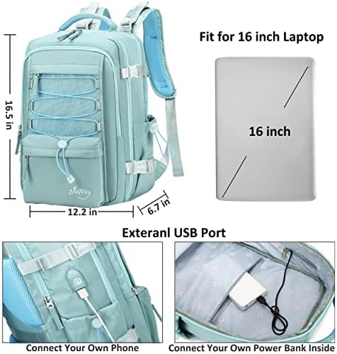 Mochila de viagem para homens Meninas de laptop de 15,6 polegadas com portas USB Port Carry On Backpack Flight aprovado pela Back Pack Pack College Bookbags Outdoor Sports Highking Rucksack Casual Daypack