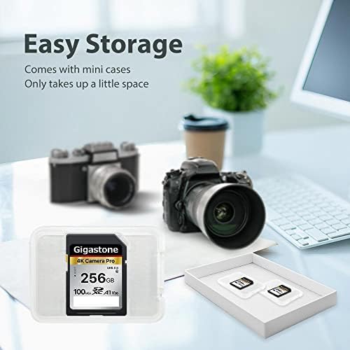 Gigastone 256GB SD Card V30 Card de memória SDXC High Speed ​​Speed ​​4K Ultra HD UHD Vídeo compatível com Canon Nikon Sony Pentax