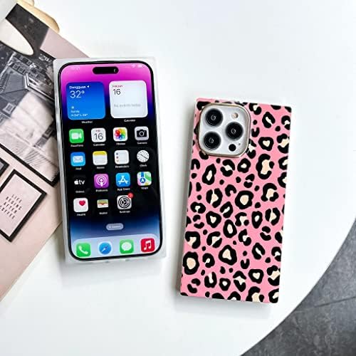 Banailoa Compatível com o iPhone 13 Pro Max Case Square, Luxo Cheetah Cheetah Caso fofo para mulheres Proteção suave Caso feminino