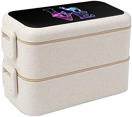 Love Llama Galaxy Bento Lunch Box 2 Compartamento de Compartimento de Armazenamento de Alimentos com colher e garfo
