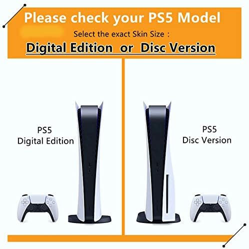 Motot FXCON para PS5 Skin Disc Edition & Digital Edition Console e Skins de tampa de vinil controladores envoltem resistência ao arranhão, compatível com PS5 353596 Bolhas grátis