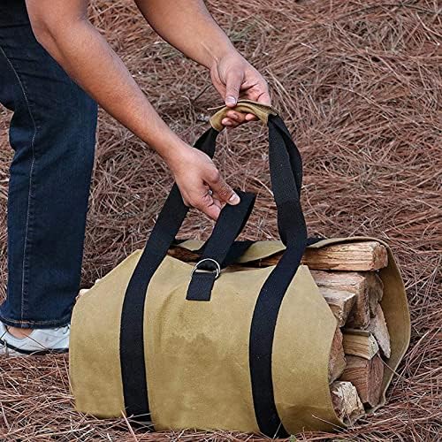 Coverify Canvas Log Transporter Bag de água pesada resistente a lenha Tote Tote Bag Transportador para fogões de foguas