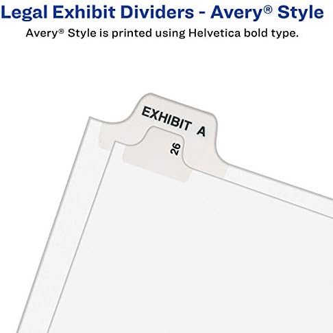 Avery Individual Legal Exhibit Divishers, Avery Style, 2, guia lateral, 8,5 x 11 polegadas, pacote de 25