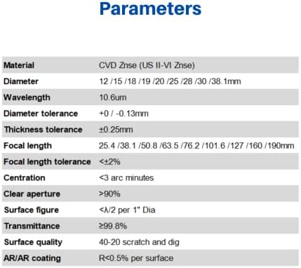 Lente laser de CO2 CNCOLETECH DIA: 25mm fl: 2 ou 50,8mm Laser espelho CVD ZNSE Focus Focal Lens para o gravador de corte