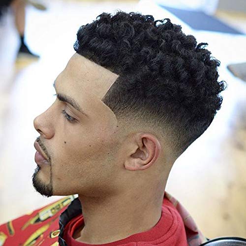 Hair zigue -zague de cabelo cacheado afro para homens negros 8 * 10 polegadas Toupee real pomo de cabelo humano