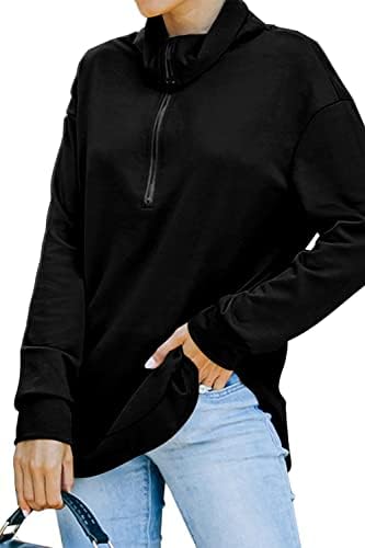 AOYSKY FEMLL FLORM Quartle Sweetshirt Sleeve Halve Zip Hoodies Pullover Tops