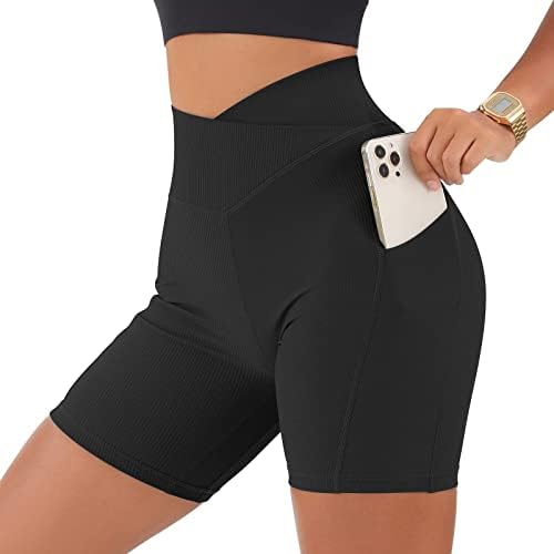 Alta cintura Levantamento de mototeador feminino Butt shorts v cruzar shorts shorts ioga shorts shorts de spandex