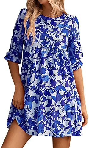 Moda de verão feminina Round Round Modle-Mayeve Imprimir vestido casual estampa floral solteira solteira confortável Sundress