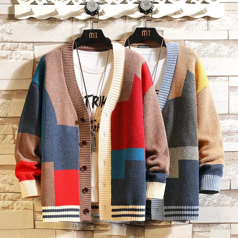Shiyiwen Spring & Autumn Men's Loose Casual Sweater, Cardigã confortável à prova de vento