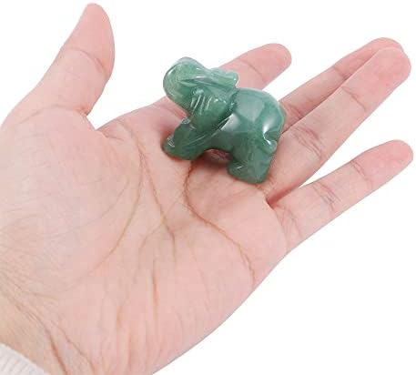 Figuras de elefante de pedra -precipitada verde natural da Aventurina Green, Pedras de Cristal de Cura esculpida natural Elefante,