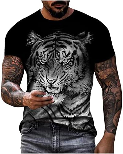 Mens t camisetas 3d estampa de animais de animais de manga curta redonda sports sport tops plus size casual grande e alto camisetas