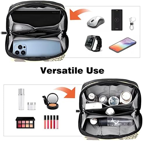 Organizador eletrônico Small Travel Cable Organizer Bag para discos rígidos, cabos, carregador, USB, cartão SD, desenho animado de coruja de animais abstratos