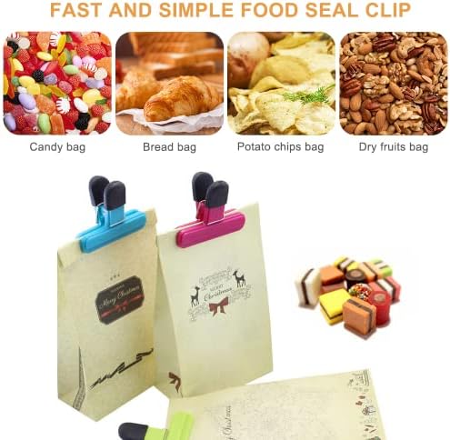 Airsnigi 24 Pack Pack Chip Clipes, cores variadas clipes de sacolas de alimentos plásticos sedra para serviço de