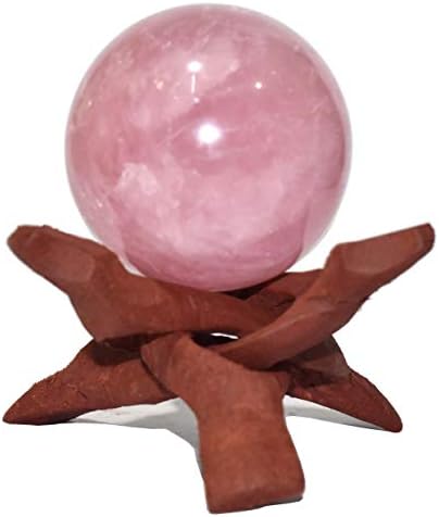CEALINGS4U SPEHTE ROSE quartzo tamanho 2-2,5 polegadas e uma esfera de bola de cristal natural de bola de madeira e uma