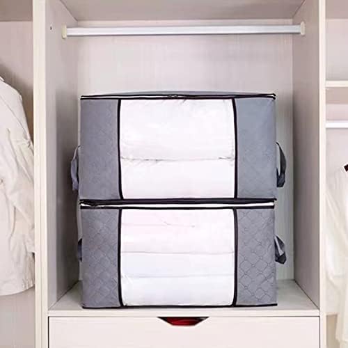 Armazenamento de roupas de 3 pacote Qiccijoo, organizador de armário de armazenamento dobrável com alça reforçada com zíper resistente