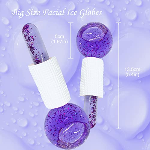 Globos de gelo para tratamentos faciais, 2pcs resfriando bolas de gelo para rosto, rolo de gelo para massageador facial,