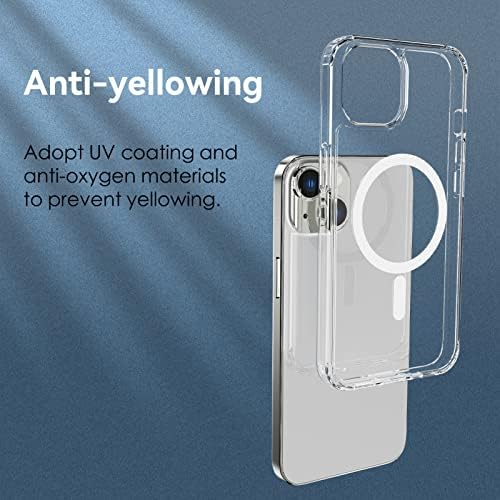 Lopnord para iPhone 14 Case MagSafe Clear, magnético para iPhone 14 capa com mag cofre para homens, capa de telefone à prova de