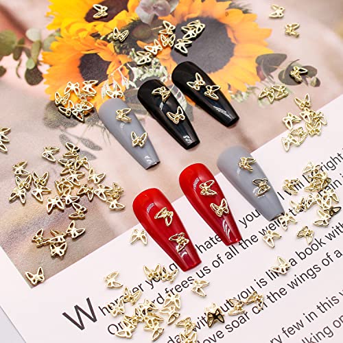 Danneasy 100pcs Butterfly Nail Charms 3d Hollow Unhe