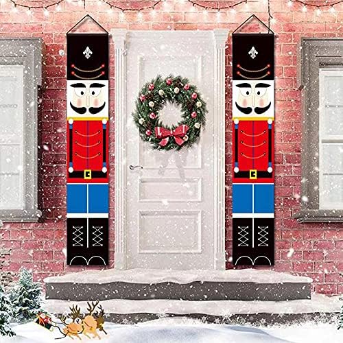 Yarosy Christmas Nutcracker Banner da porta da frente, festa ao ar livre / decoração da parede da porta da frente da casa interior