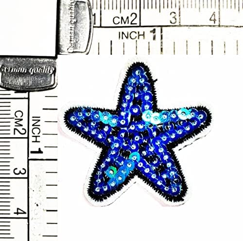 Kleenplus 3pcs. Mini lantejouno azul star costurar ferro em manchas bordadas de desenho animado adesivo de moda artesanato