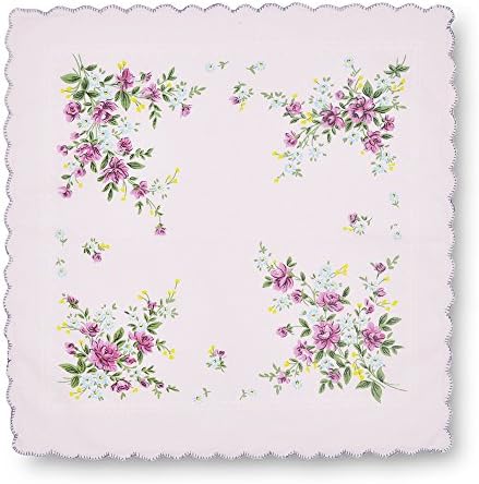 Lenços algodão de algodão da GB Mulheres variadas com borda ondulada e impressão de 12 peças florais