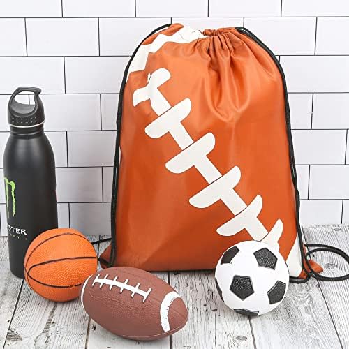 Royjackson 15 peças Rugby Prawtring Sacos, Rugby Ball Drawstring Party Favors Cinchs Sports Mackpacks Para lanches