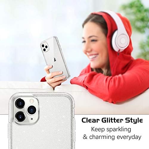 Domaver iPhone 11 Pro Max Clear Glitter Sparkle Gel Gel Anti-deslizamento Durável Tampa de telefone protetora suave à prova