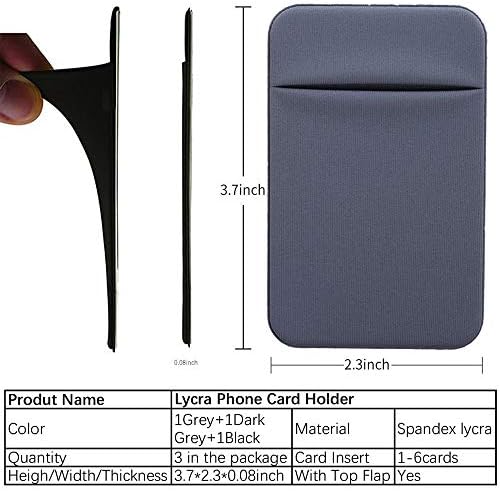 3Pack Cellet Card Pocker Stick Stick Lycra, para trás do telefone com flap credit/identificação de manga de manga do cartão