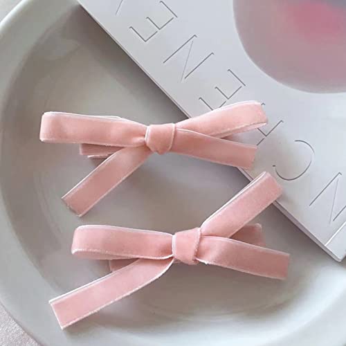 Cabelo de cabelo de veludo clipe rosa para mulheres Flor Girls Wedding