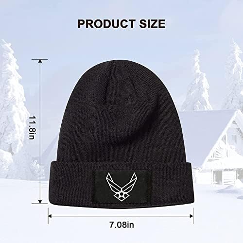 NBFKDO Air Force Black Kary Knit Men Hats de gorro masculino para homens Mulheres Winter acrílico Busca Caps Diário Skull Geanies