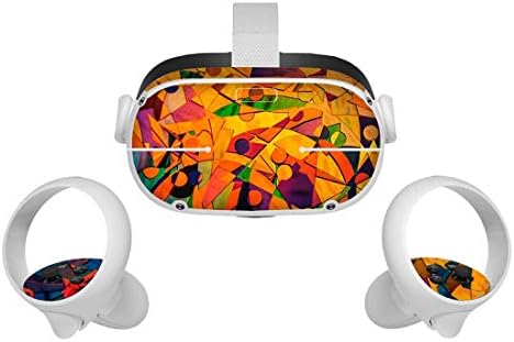 Oculus Quest 2 VR Headset e adesivo de controlador, pele de decalque de vinil para fone de ouvido e controlador de VR, Acessórios de proteção de realidade virtual - Arte de linha