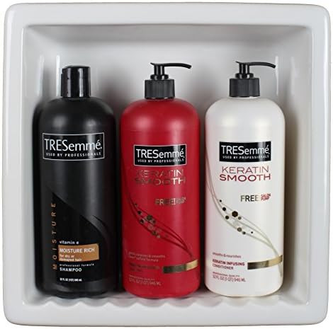 1 USA Feito nicho de chuveiro de cerâmica 1 prateleira de shampoo de compartimento. Instalação fácil, fácil limpo, sanitário, não enferrujar ou preto, mantém a maioria dos garrafas de shampoo de 3-32 oz, suporte de sabão1c