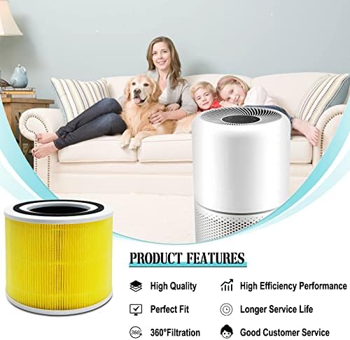 4 Filtros de substituição Core 300, compatíveis com Levoit Core 300 e Core 300s Core P350 Air Purifier, True Hepa, 3-in-1,