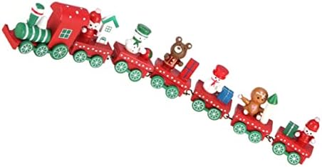 Bestoyard 1pc 7 trens de madeira trem de Natal decoração de grama de madeira mini treina de madeira árvore de natal decoração