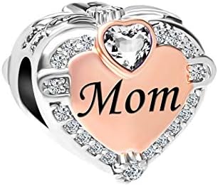 Luluaden Mulheres charme para pulseiras Coração de pulseira Clear CZ Mãe Mãe Charm Charms para Mãe Mã