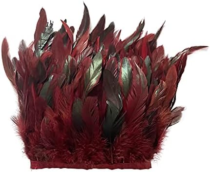 LondGen Natural Galo Feather Largura 5-7 polegadas Pacote de acabamento em franjas artesanais de 2 jardas para decoração de roupas