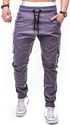 Calça de corredor militar da cintura de cordão masculino Hip Hip Hop Multi Pockets Troushers Troushers Casual Slim Fit